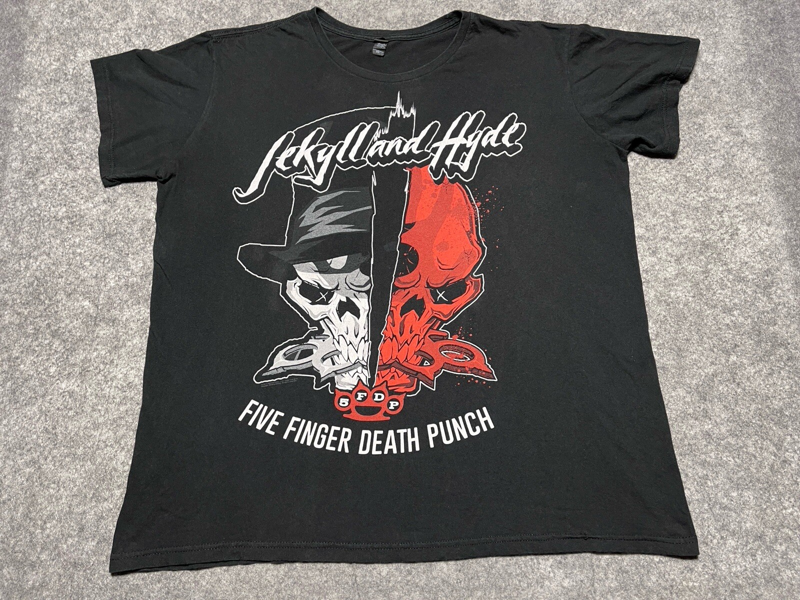 Jekyll and Hyde 5FDP Five Finger Death Punch Black 2XL Shirt Split personality