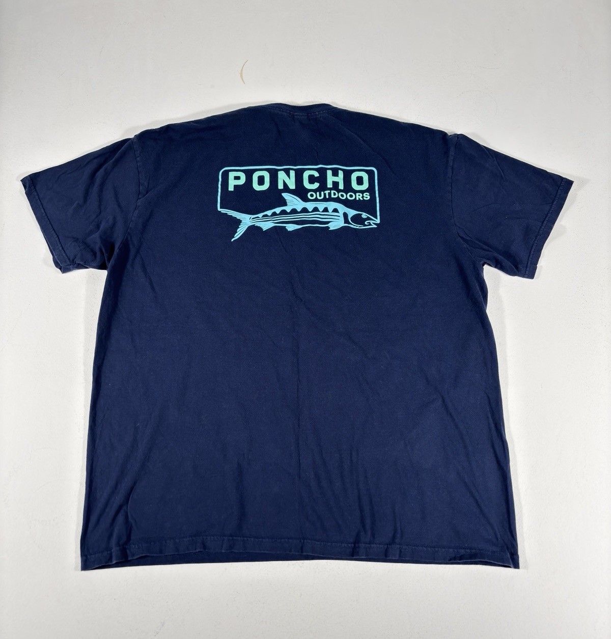 Poncho Outdoors T Shirt Mens 2XL Blue Short Sleeve Fishing Graphic Tee gallery