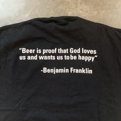 Red Hook Ale Brewery Double Black Stout T-Shirt Ben Franklin Beer Quote