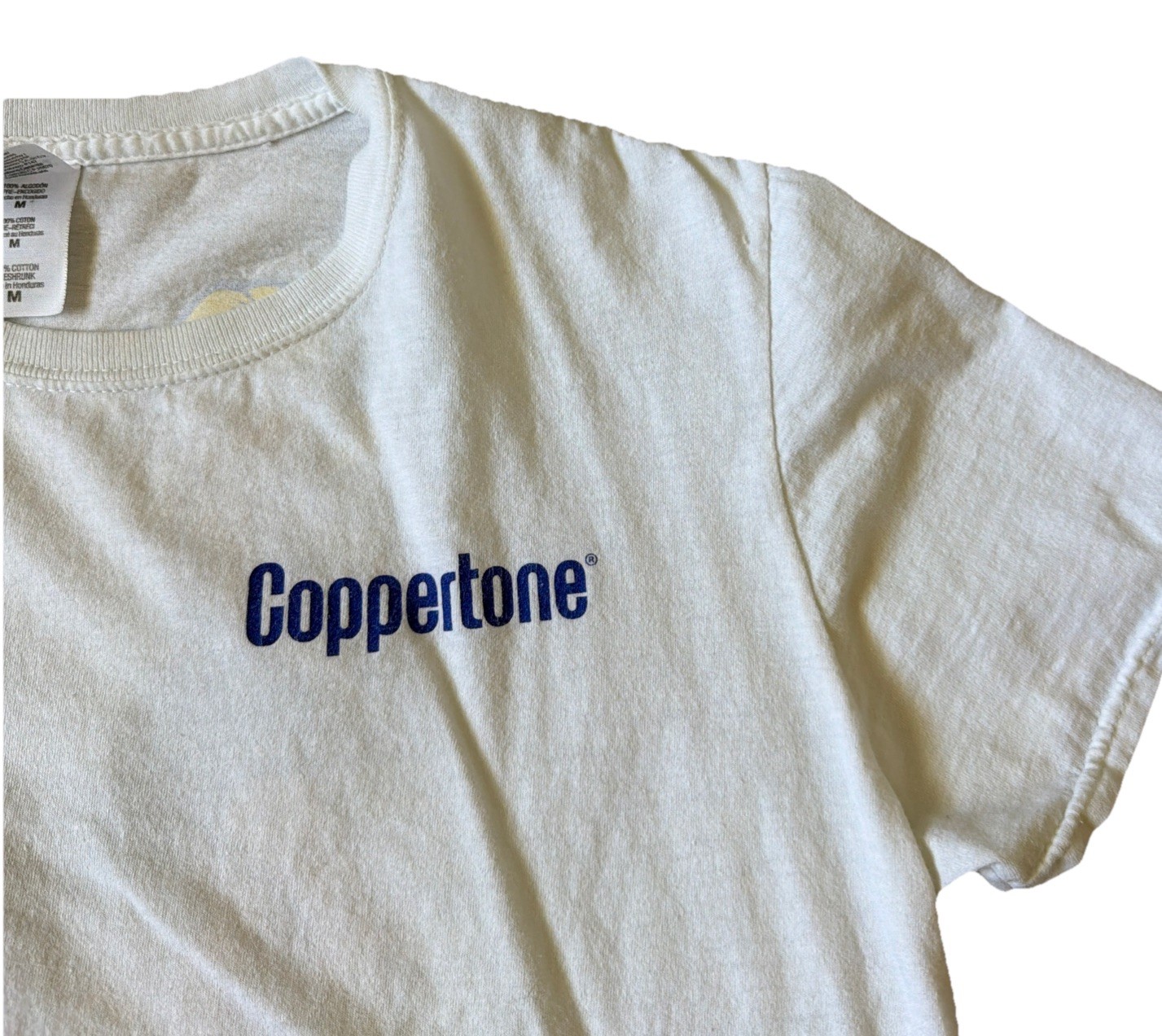 Coppertone Sunscreen Dog Baby Gildan Double Sided White T-Shirt Men Medium gallery