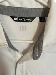 Travis Mathew Mens White & Gray Short-Sleeve Pointed Collar Polo Shirt Extra Lar