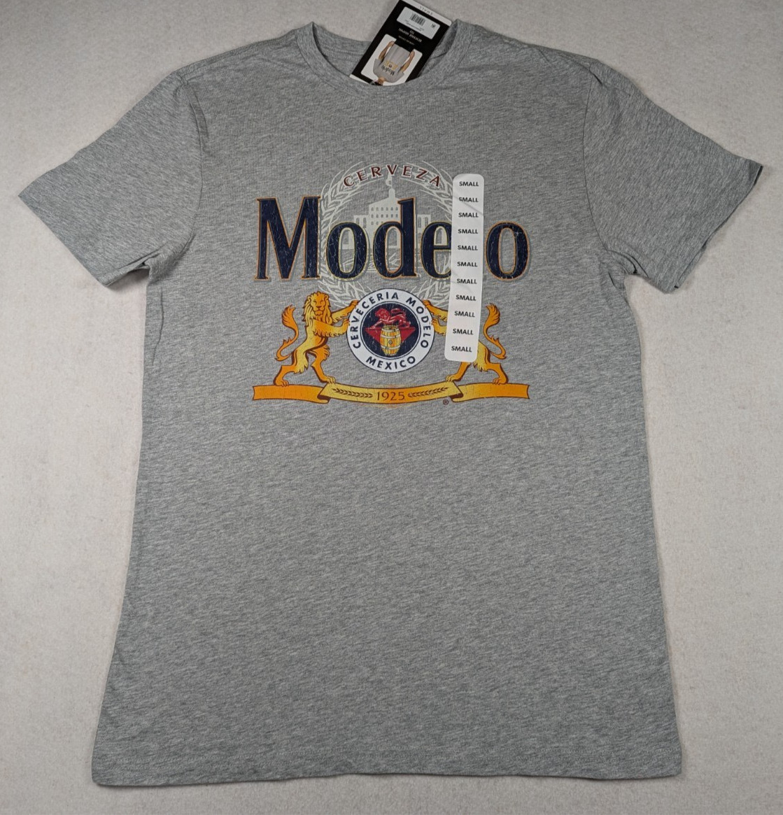Modelo – Beer Graphic T-Shirt – Gray Logo – Men’s – Size: S