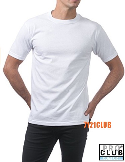 3 PACK PRO CLUB COMFORT T SHIRTS MENS STANDARD CREWNECK SHORT SLEEVE WHITE S-7XL gallery