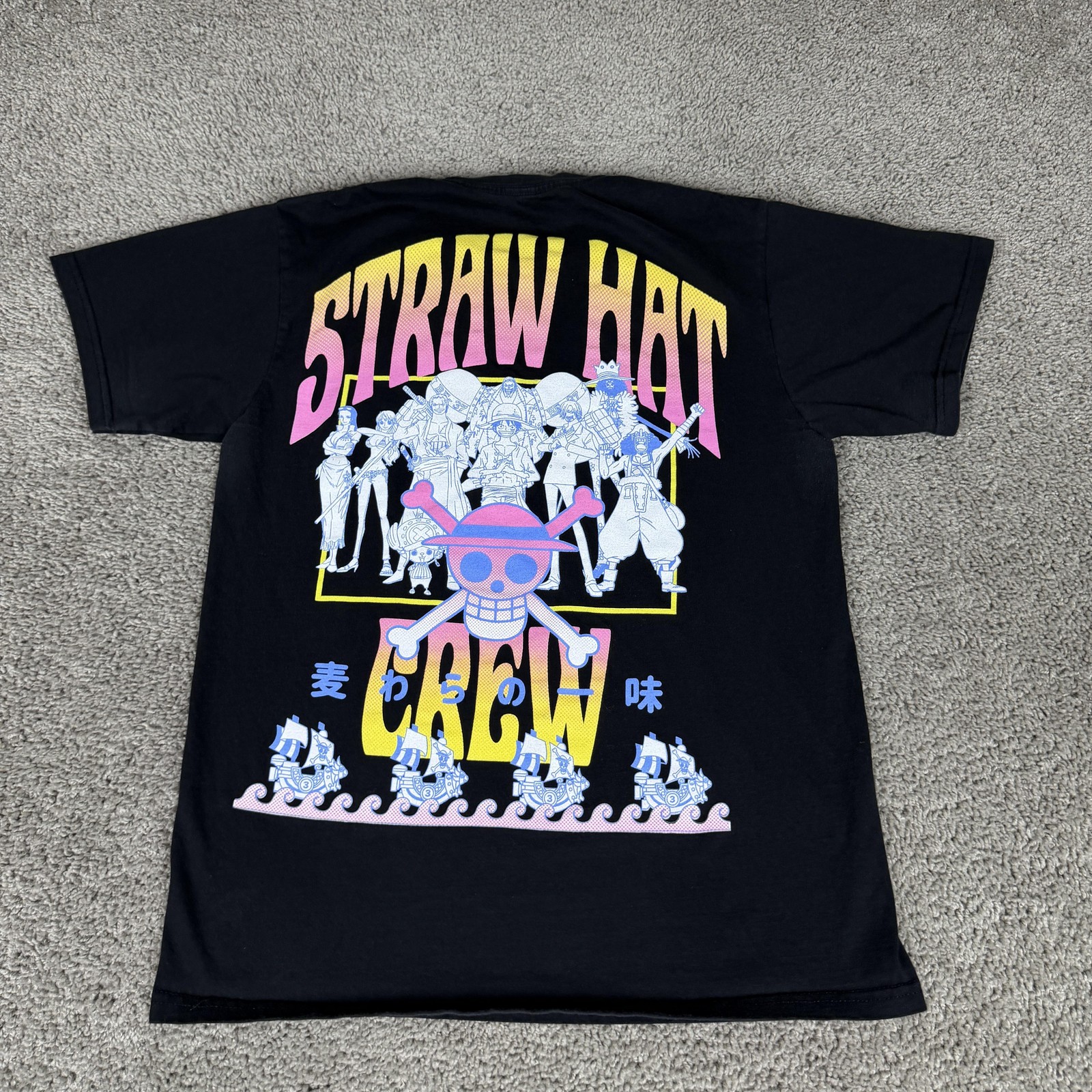 One Piece Straw Hat Crew Shirt Mens Medium Black Graphic Tee Ripple Junction gallery