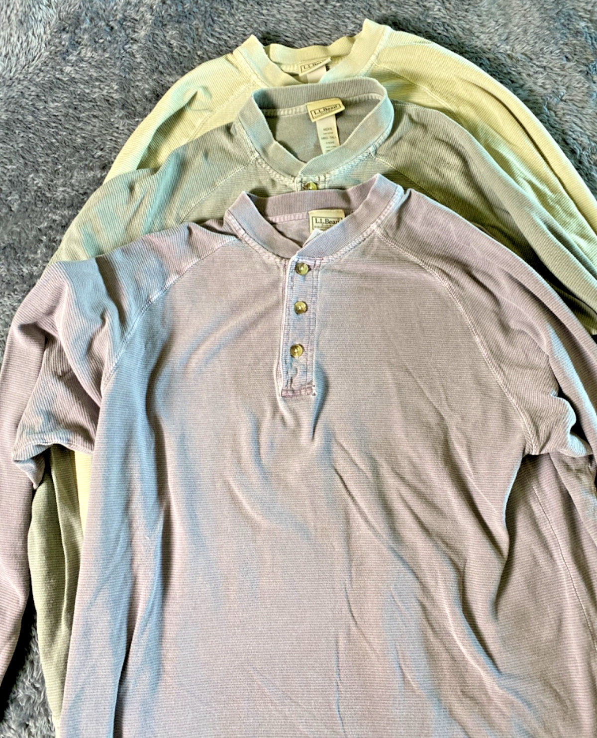 Lot of 3 – L.L. Bean Thermal Henley Long Sleeve Waffle Men’s WORK Grunge M Tall