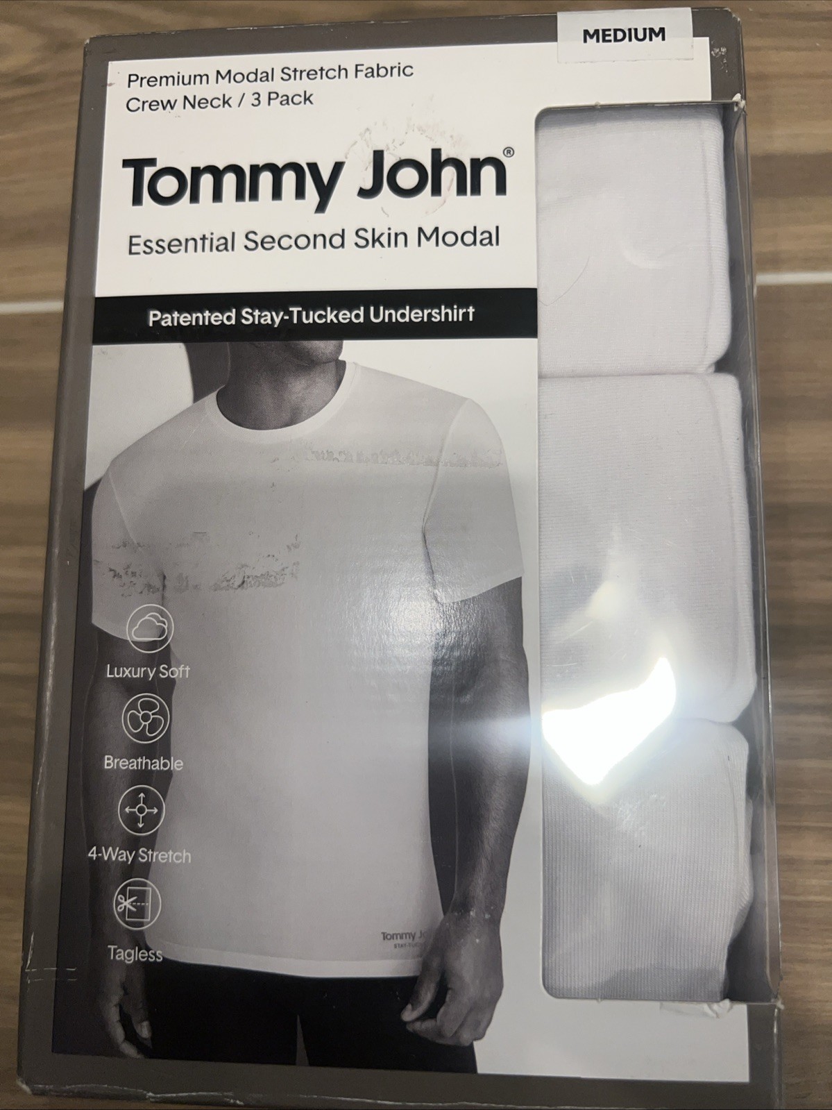 Tommy John Crew Neck Second Skin Modal Stay Tucked Undershirt 3 Pack Med New