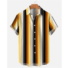 Mens Button Down Vintage Retro Newspaper Comic Print Top Novelty Summer Shirt