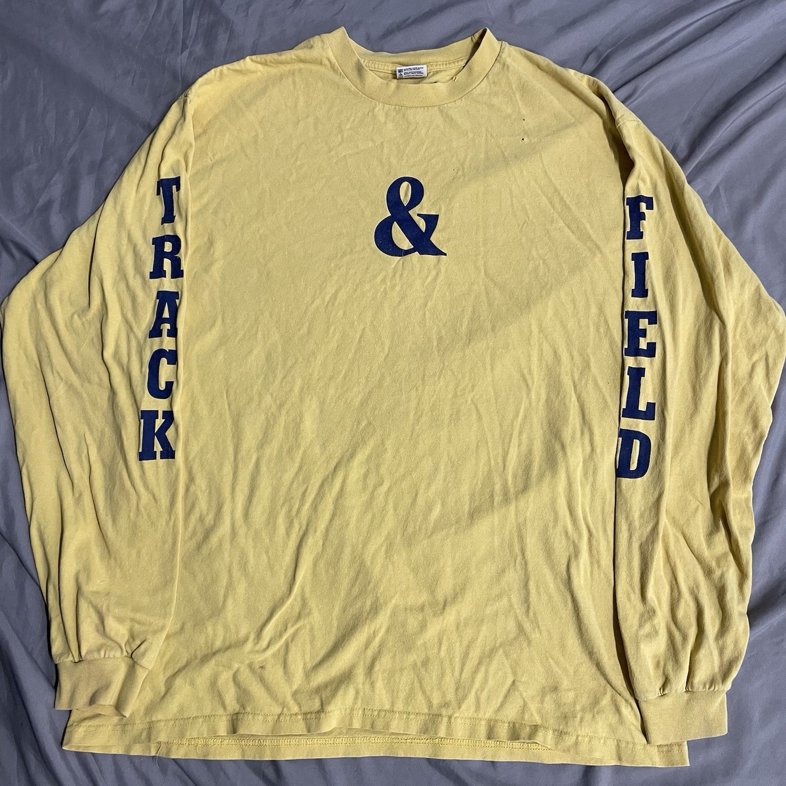 Vintage Distressed Track & Field Yellow Longsleeve Shirt XL Made In USA College gallery