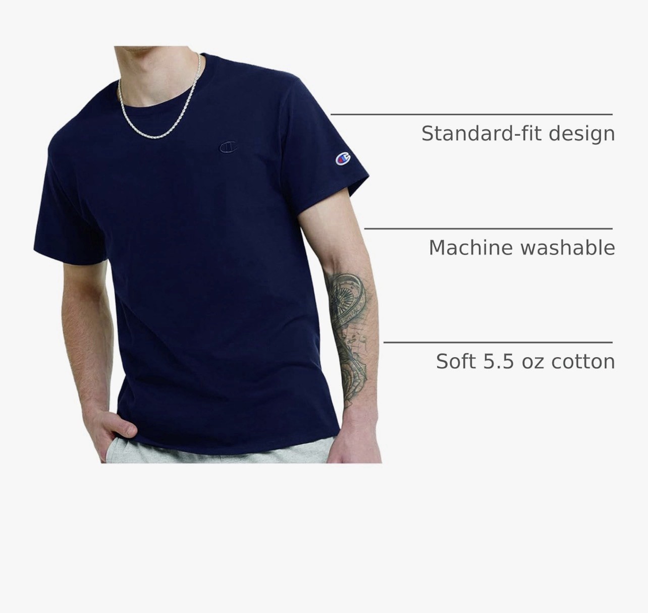 Champion Men's Classic Everyday T-Shirt Size 5XLT Navy New Big & Tall gallery