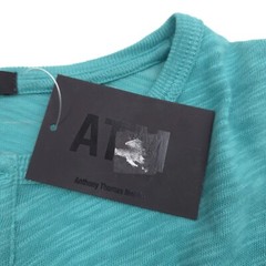 $145 ATM Anthony Thomas Melillo Destroyed Henley Shirt Amalfi Green Mens Medium