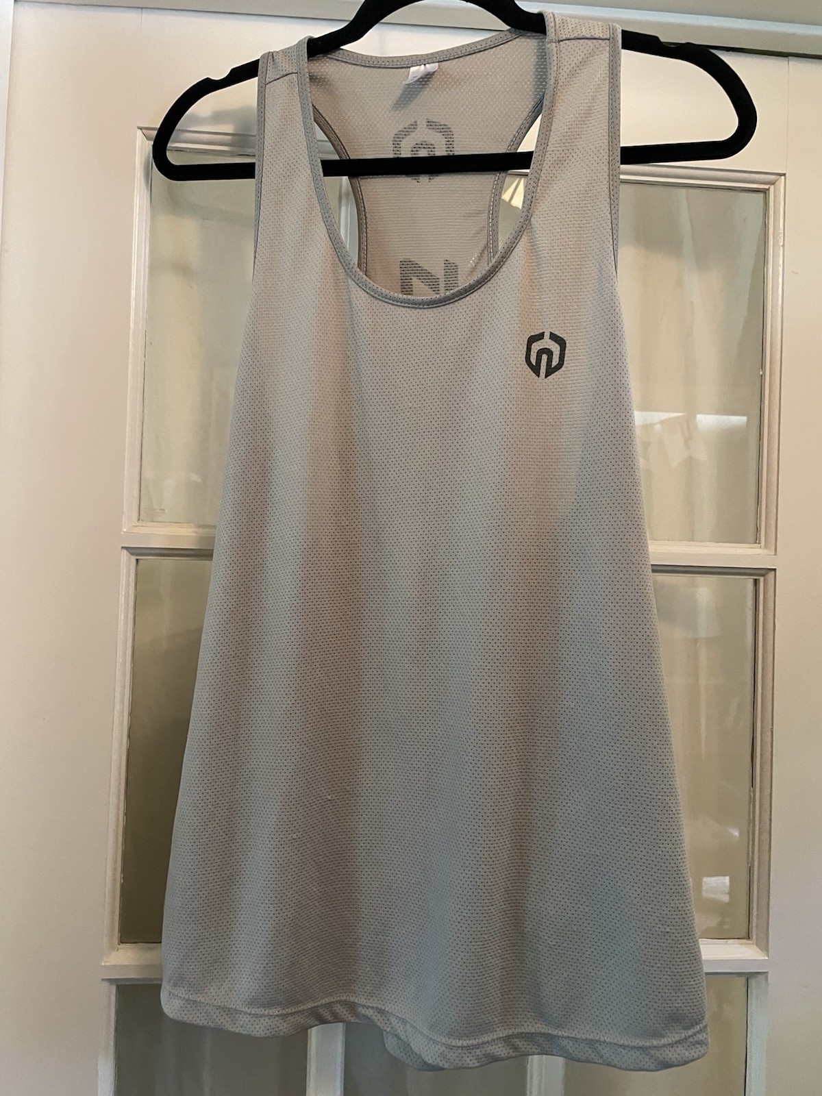 NELEUS Men’s LARGE Gray Dry Fit Logo Muscle Mesh Gym Workout Exercise Tank Top! gallery