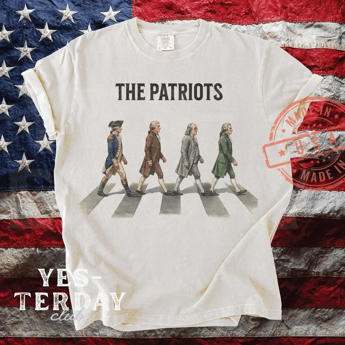 The Patriots Founding Fathers Walking Abbey Road American Flag Patriotic T-Shirt gallery