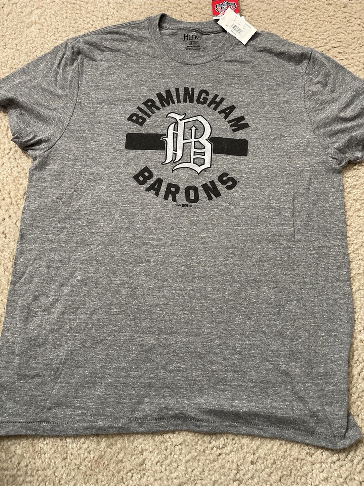 NWT Genuine MILB Birmingham Barons Tshirt Gray with White B logo Size M