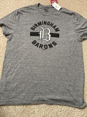 NWT Genuine MILB Birmingham Barons Tshirt Gray with White B logo Size M