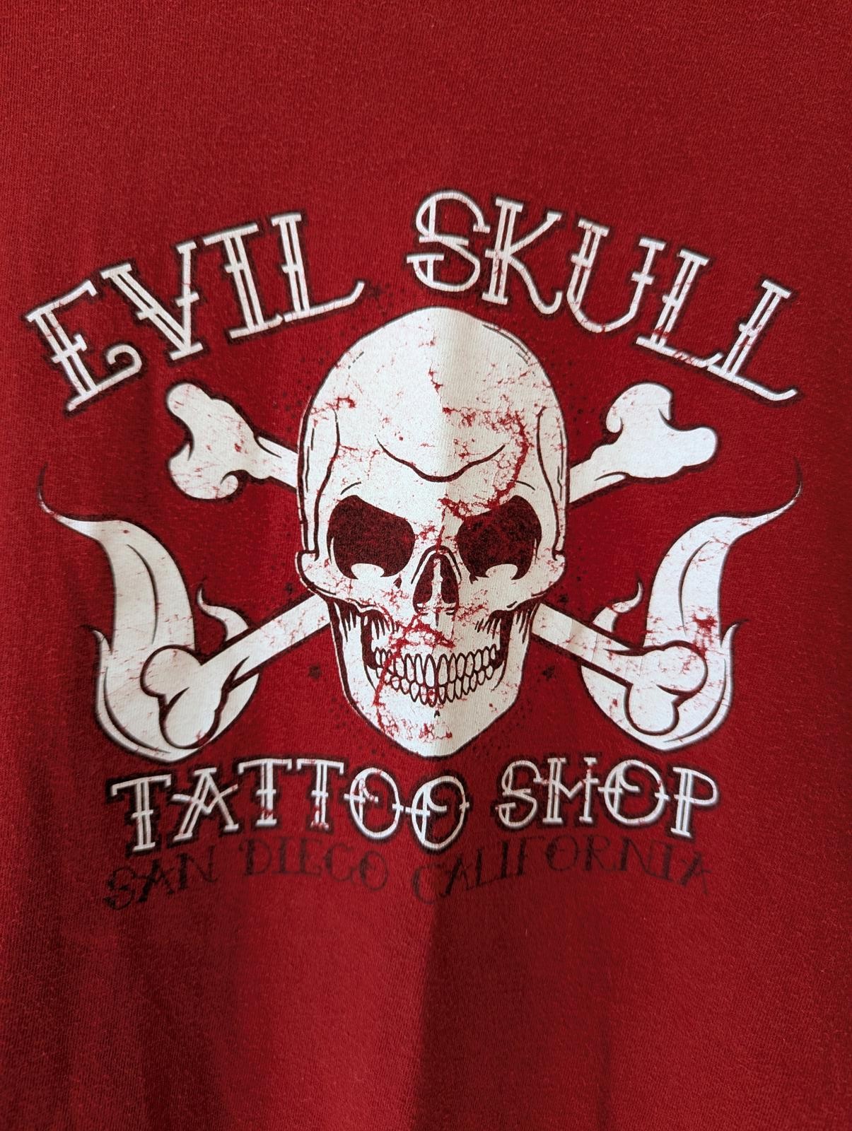 VTG Y2K No Boundaries Evil Skull Tattoo Tee L San Diego Cyber Grunge Skater Punk gallery