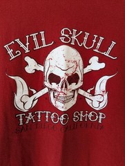 VTG Y2K No Boundaries Evil Skull Tattoo Tee L San Diego Cyber Grunge Skater Punk