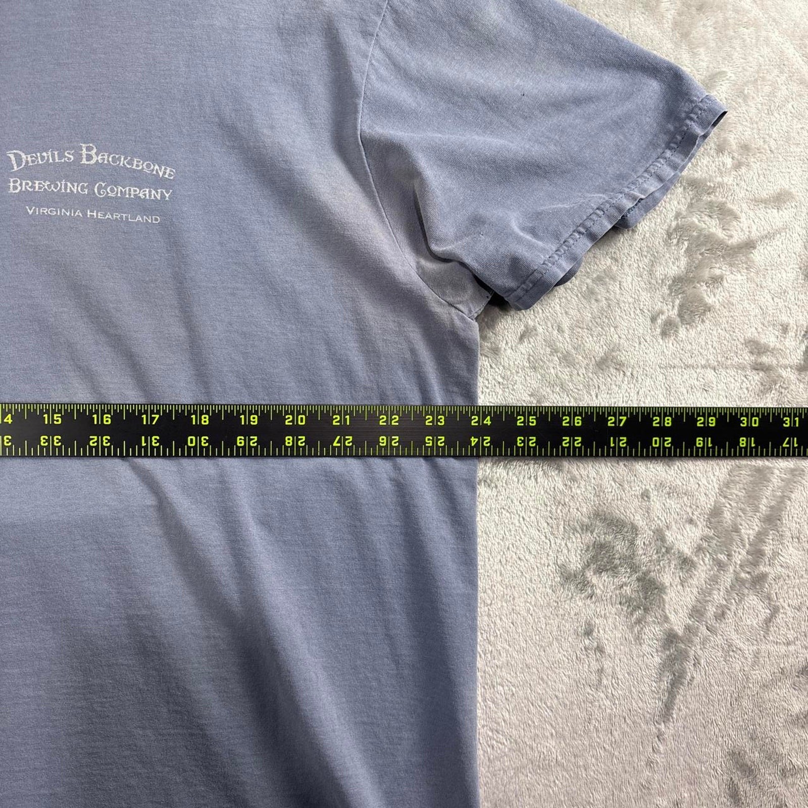 Distressed Y2K Devils Backbone Brewing Company Graphic T-Shirt Blue Mens XL gallery