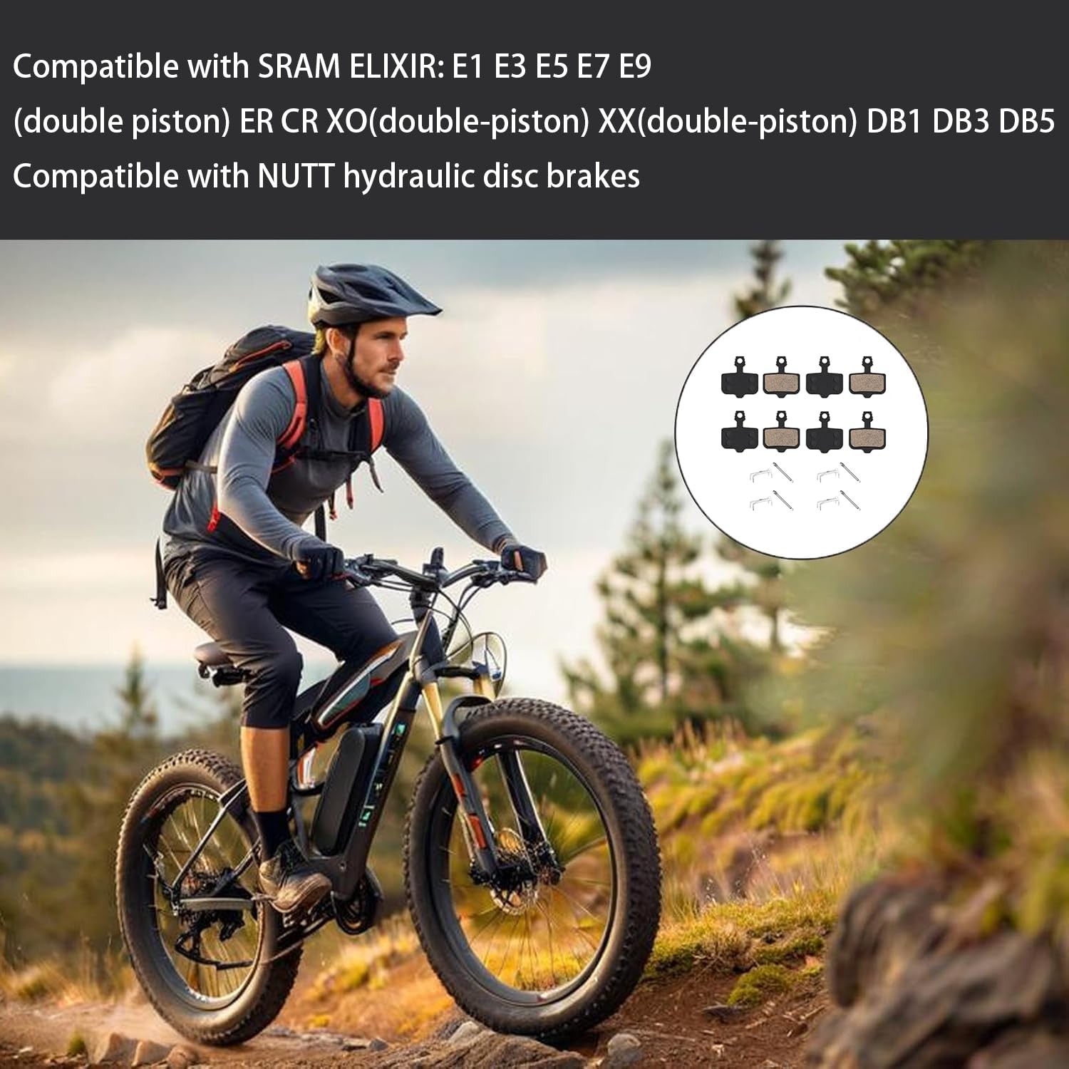 4 Pairs Bike Disc Brake Pads Compatible with SRAM Avid Elixir E1 E3 E5 E7 E9 ER