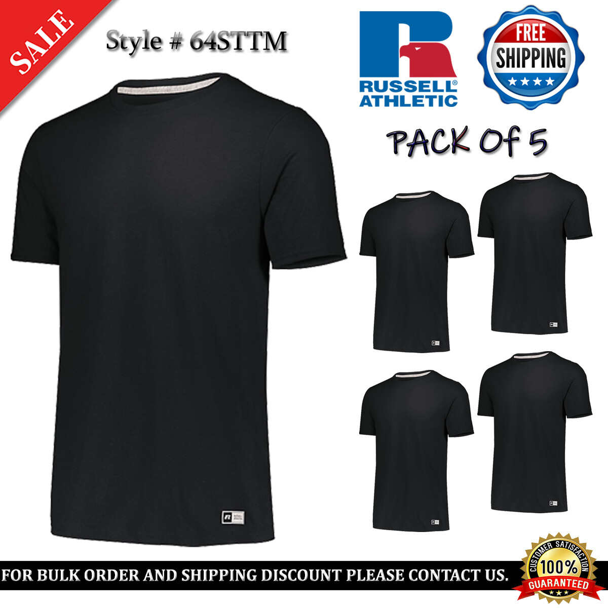 5 PACK OF RUSSELL Men's T Shirt Dri-Power Essential Gym Sports T-Shirt - 64STTM gallery