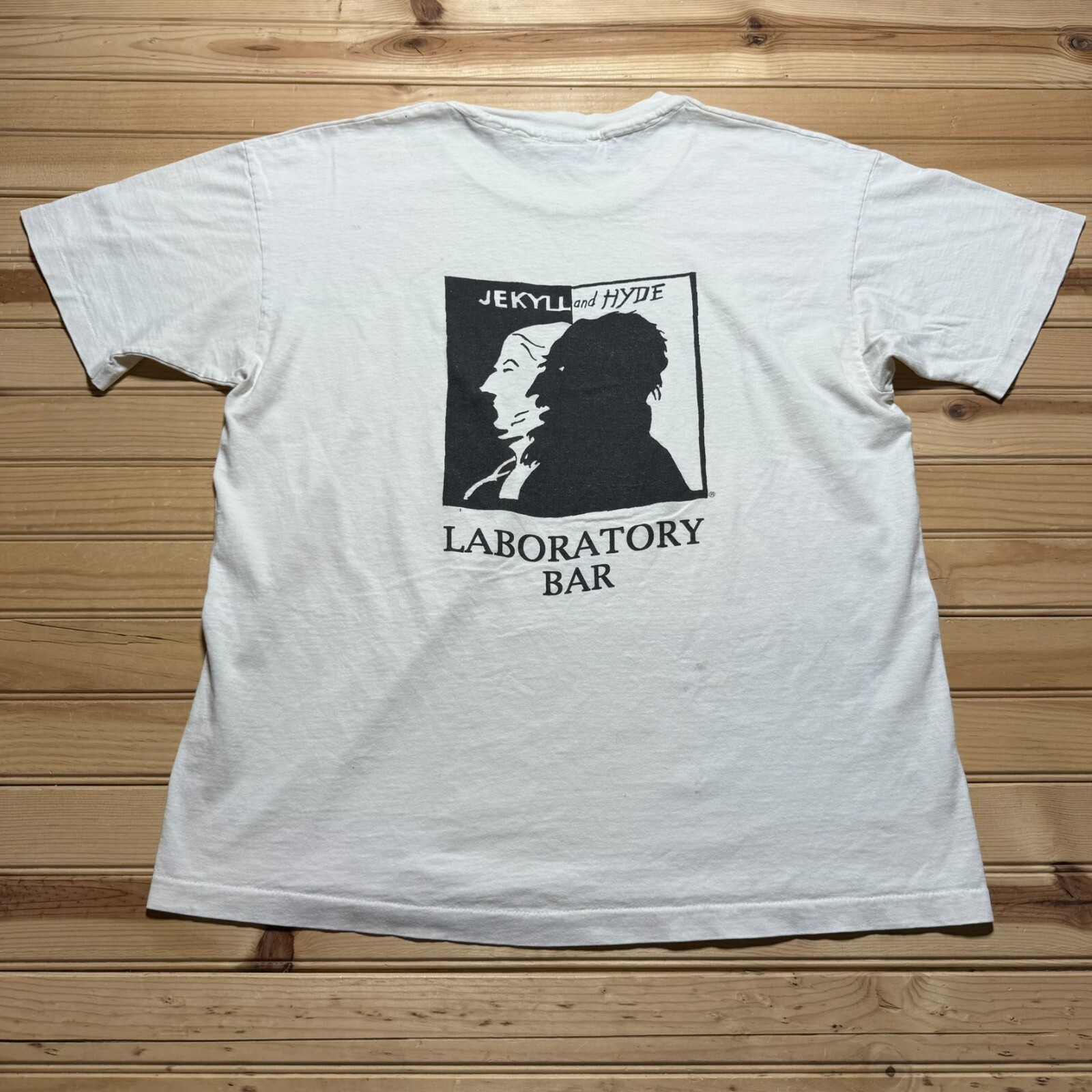 Vintage 90s EERIE JEKYLL AND HYDE'S LABOTATORY BAR Good Evil Twin Shirt Size XL gallery