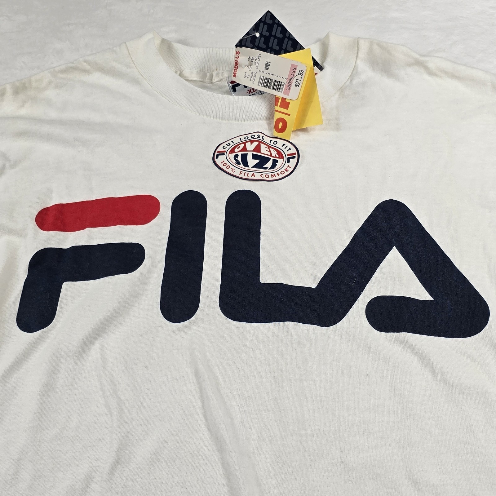 Fila Vintage USA Made Graphic Print Logo White Long Sleeve Shirt Men's XL New gallery