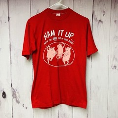 Vintage 1980s Kahns Shirt Medium Single Stitch Wolf & Sons Hot Dog Tee