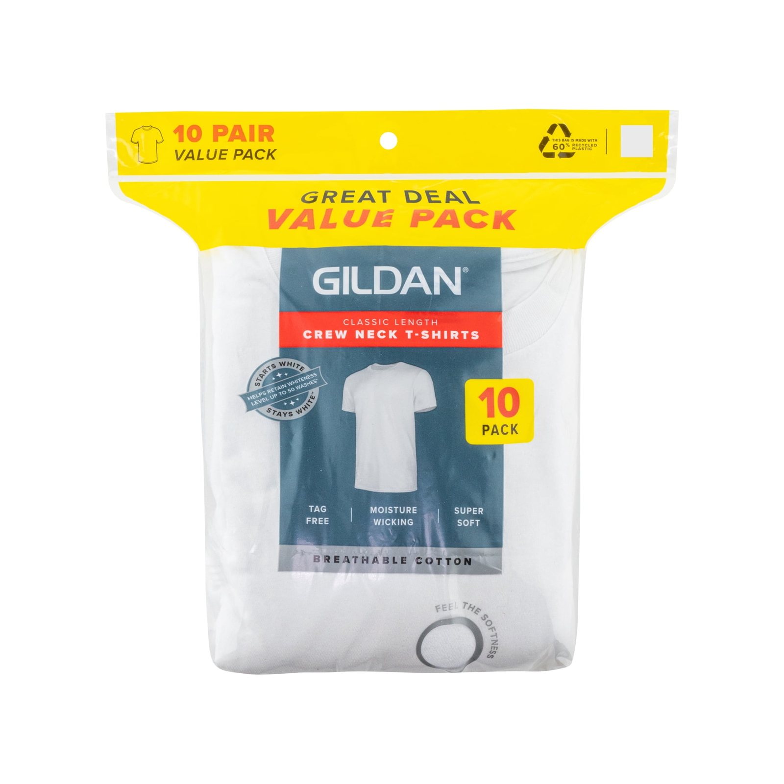 Gildan Men's 10 Pack Short Sleeve Crew T-Shirt White Size Medium NEW gallery