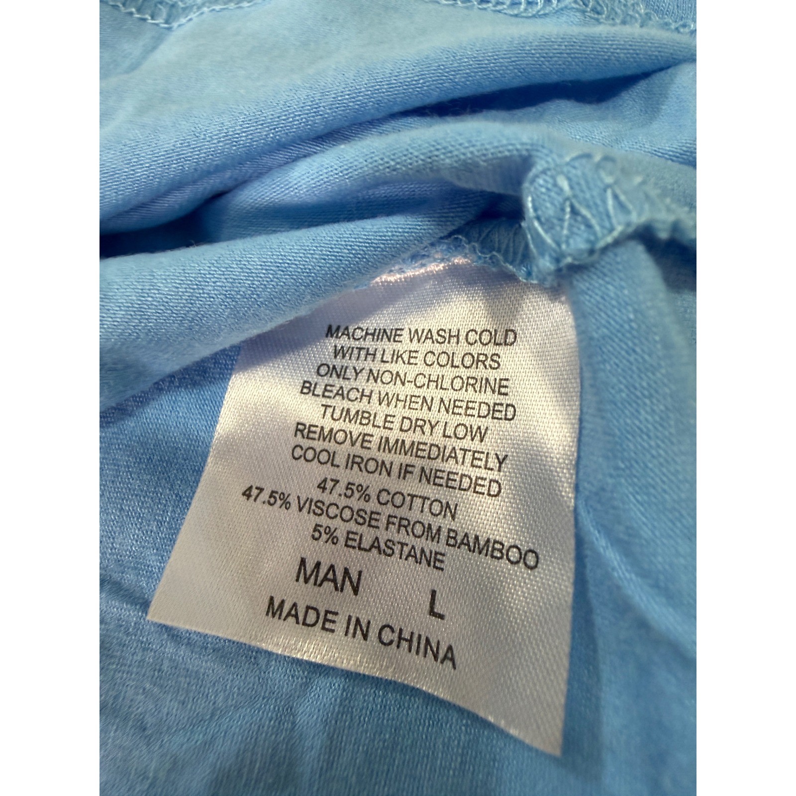 Royal Avalon Mens Bamboo Cotton Blend Crewneck T-Shirt Light Blue Large gallery