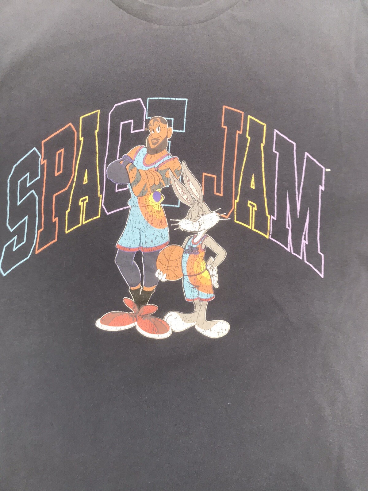 Space Jam T-Shirt Men Large Blue Graphic Bugs Bunny Lebron James ..#17528 gallery