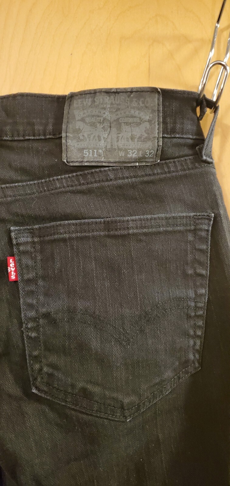 Levi's Strauss & Co. 511 Jeans 32x32 /Black Denim Flat Front Straight Leg gallery