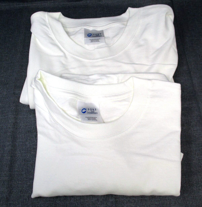 2 White T Shirt Blank Plain Adult XL Port Company Preshrunk Cotton Mens Size XL