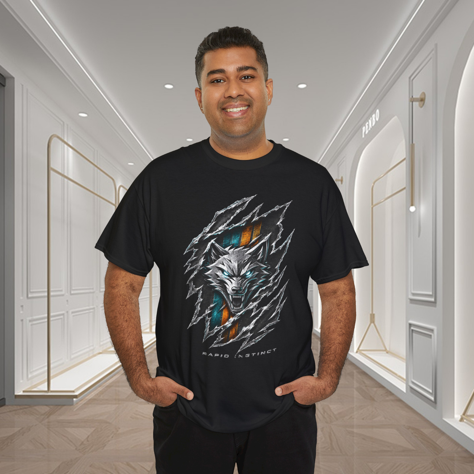 Rapid Instinct Metallic Wolf Ripped Claw Graphic T-Shirt