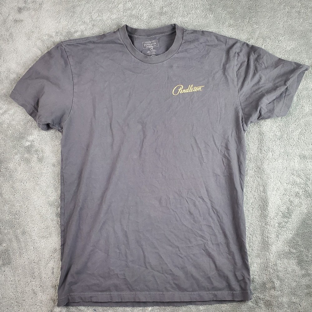 Pendleton Shirt Mens L Gray Woolen Mills Graphic Tee T-Shirt Crew Cotton