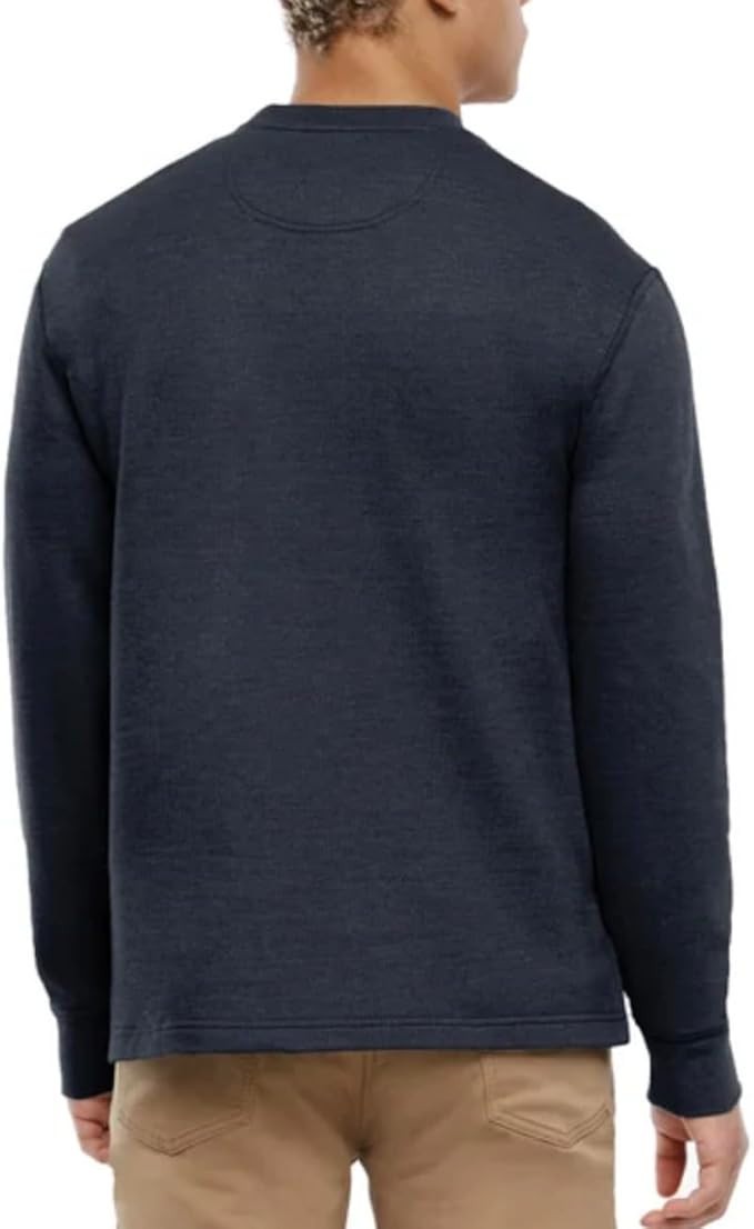 Orvis Men's Long Sleeve Crew Neck Shirt Pullover Textured Ribbed Blue Large gallery