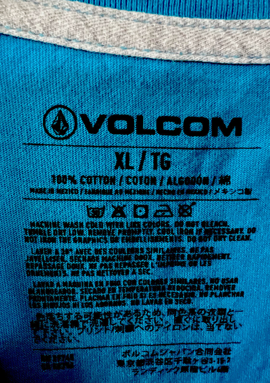 Volcom TRUE TO THIS Aqua Blue Mens Modern T Shirt Size XL gallery