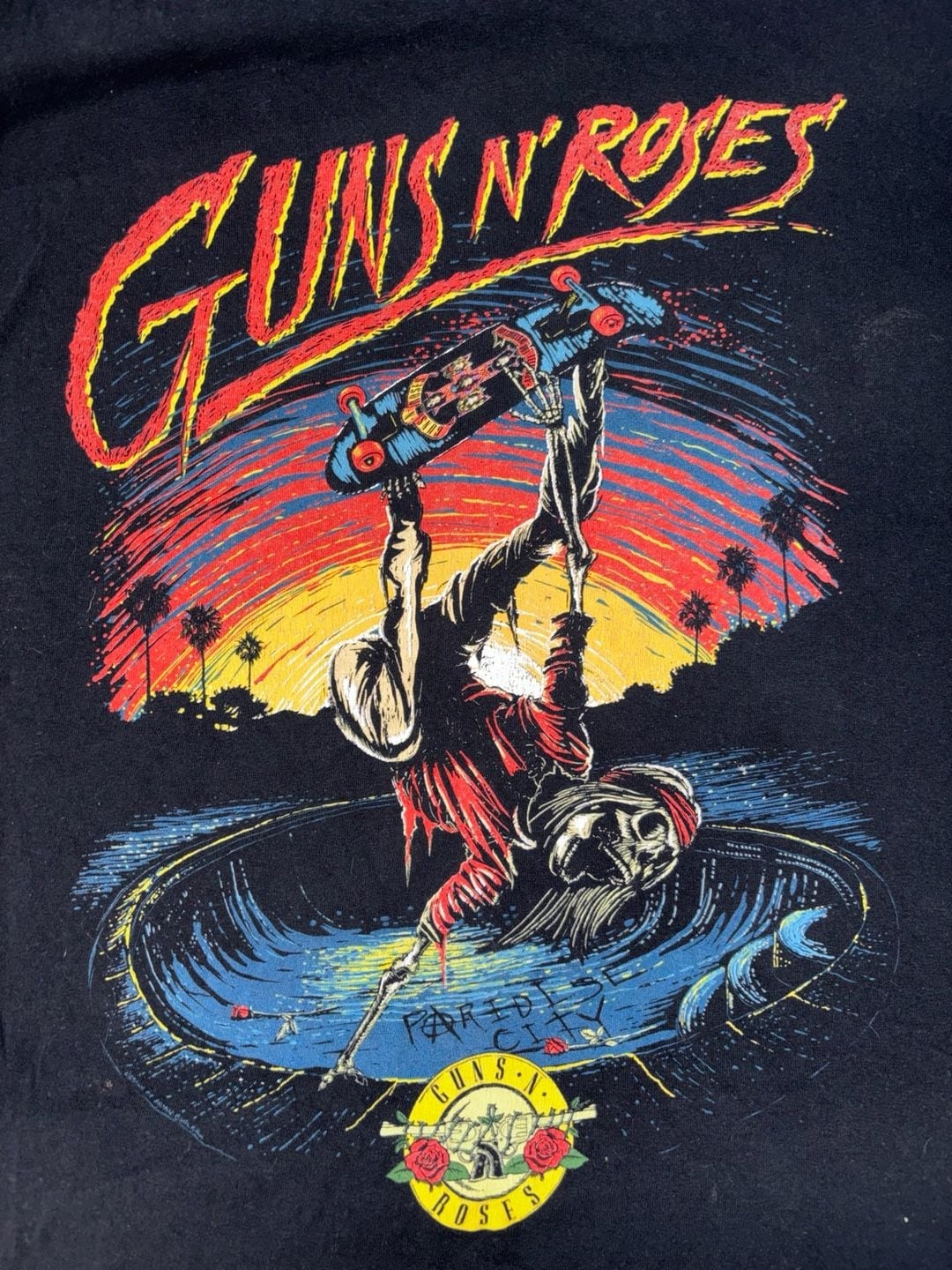 Guns N' Roses Skeleton Skater Paradise City Graphic T-Shirt gallery