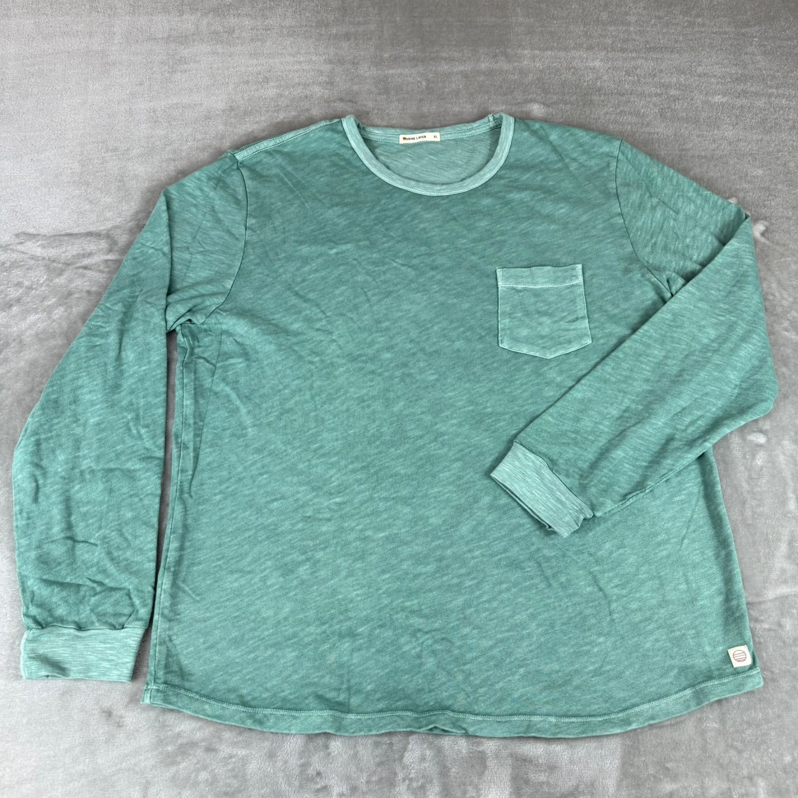 Marine Layer Heavy Slub Pocket Tee T-Shirt Mens XL Green Long Sleeve $78 NWOT
