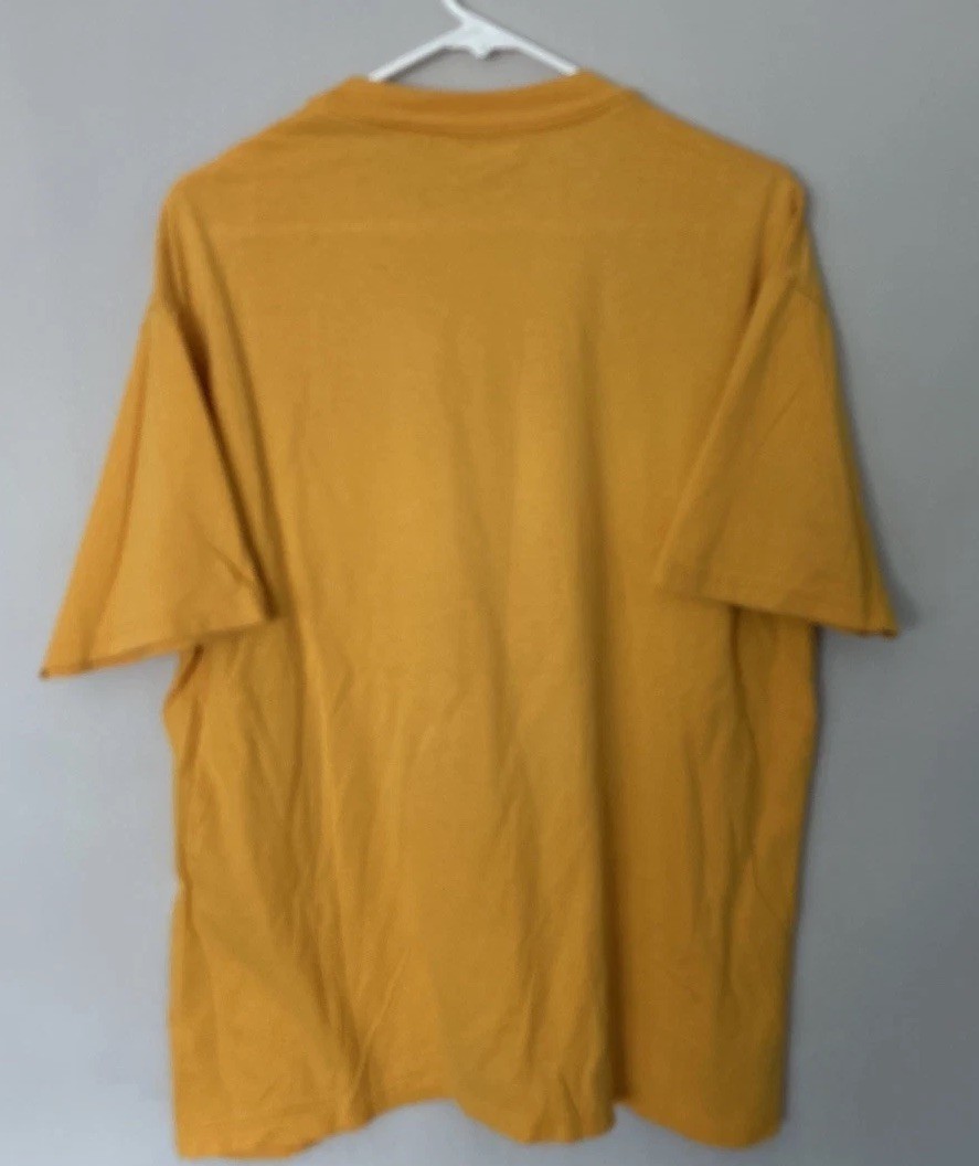Champion Shirt Yellow Script Logo Authentic Athletic Large Sports Men Casual gallery