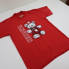 Vintage Nebraska Cornhuskers Teddy Bear T Shirt Mens S Red Single Stitch NCAA