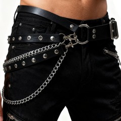Punk Goth PU Leather Layered Wasit Belt for Women, Adjustable Grunge Emo Rave…