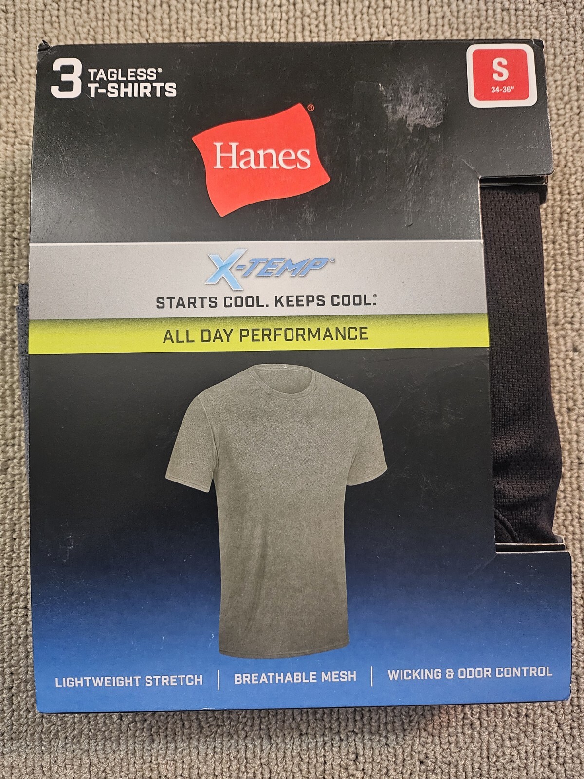 Men's Mesh Short Sleeve T Shirts 3 Pk Hanes X Temp Stretch Black Gray S 34-36 gallery