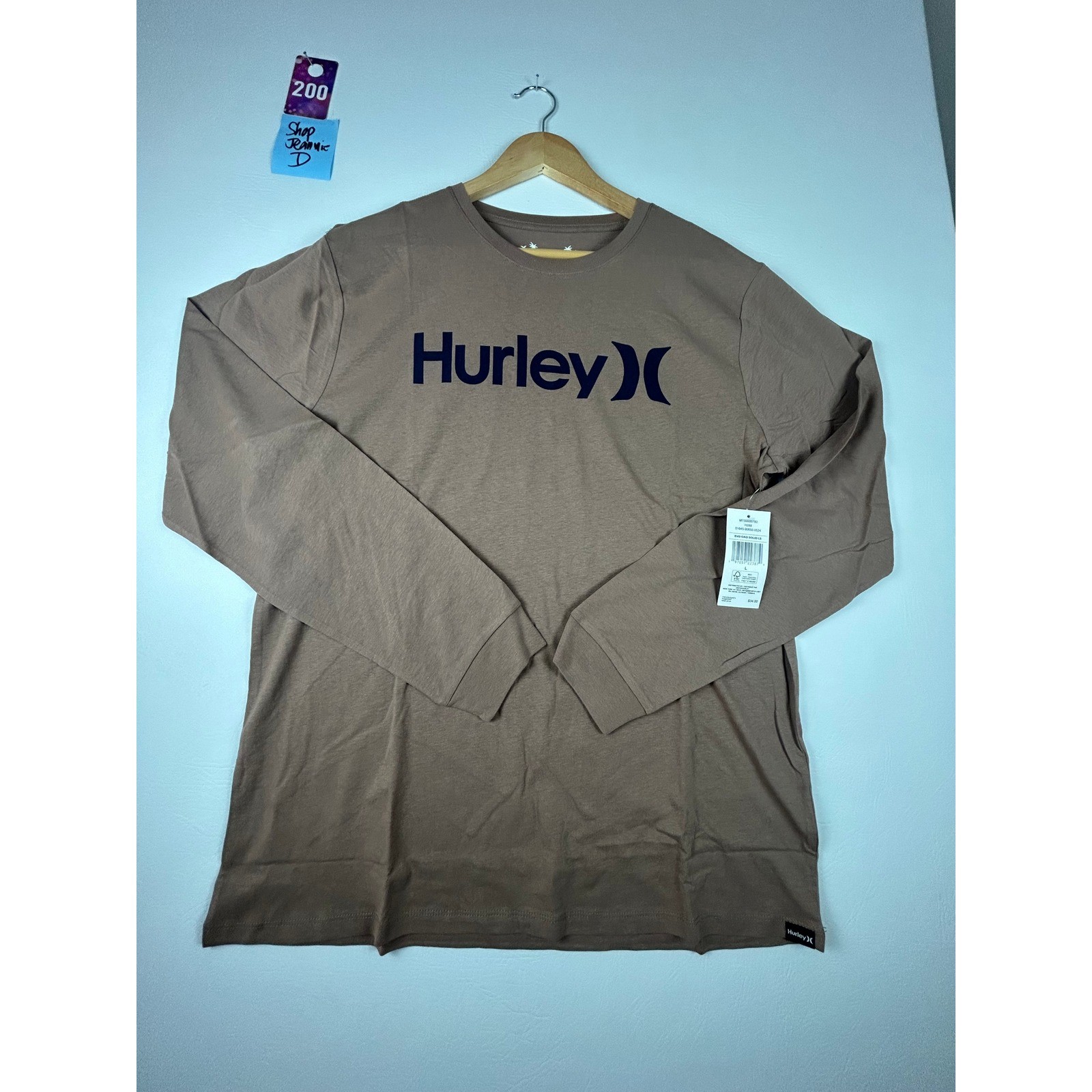 NWT Hurley Mens Everyday Long Sleeve T Shirt Large Mocha Casual Surf Streetwear gallery