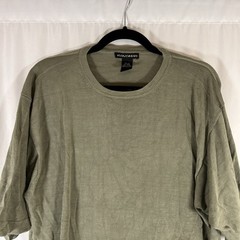 Kevoman 100% Silk Blouse Men’s XL Solid Green Knit Short Sleeve Crew Neck
