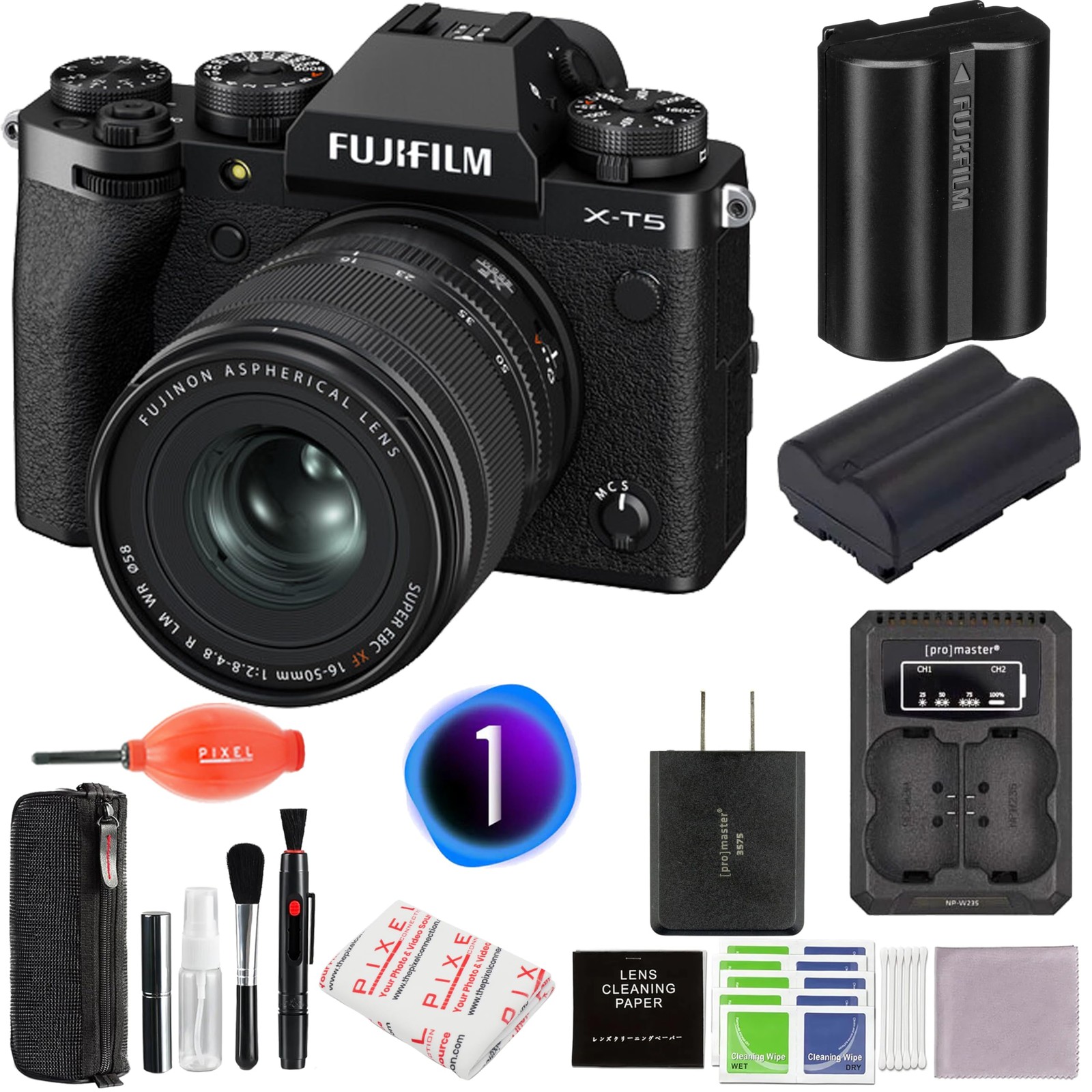Fujifilm X-T5 Mirrorless Camera with 16-50mm Lens (Black) Bundle w/ Accessories