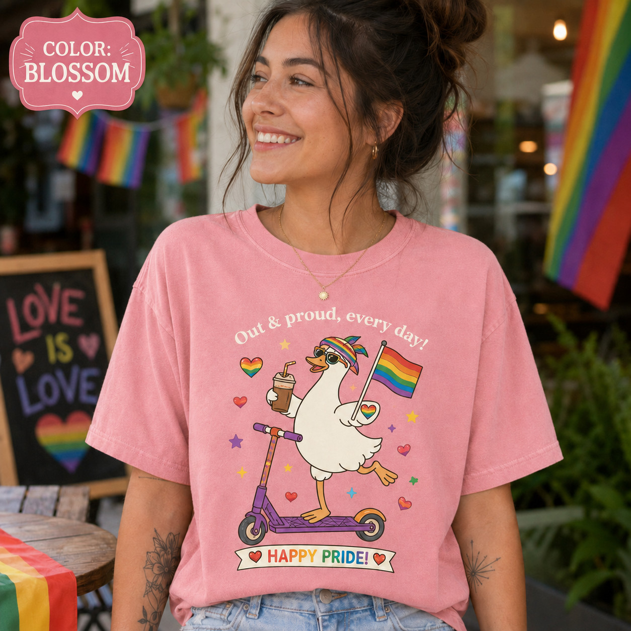 Funny Pride Goose Shirt LGBTQ Rainbow Duck Graphic Tee gallery