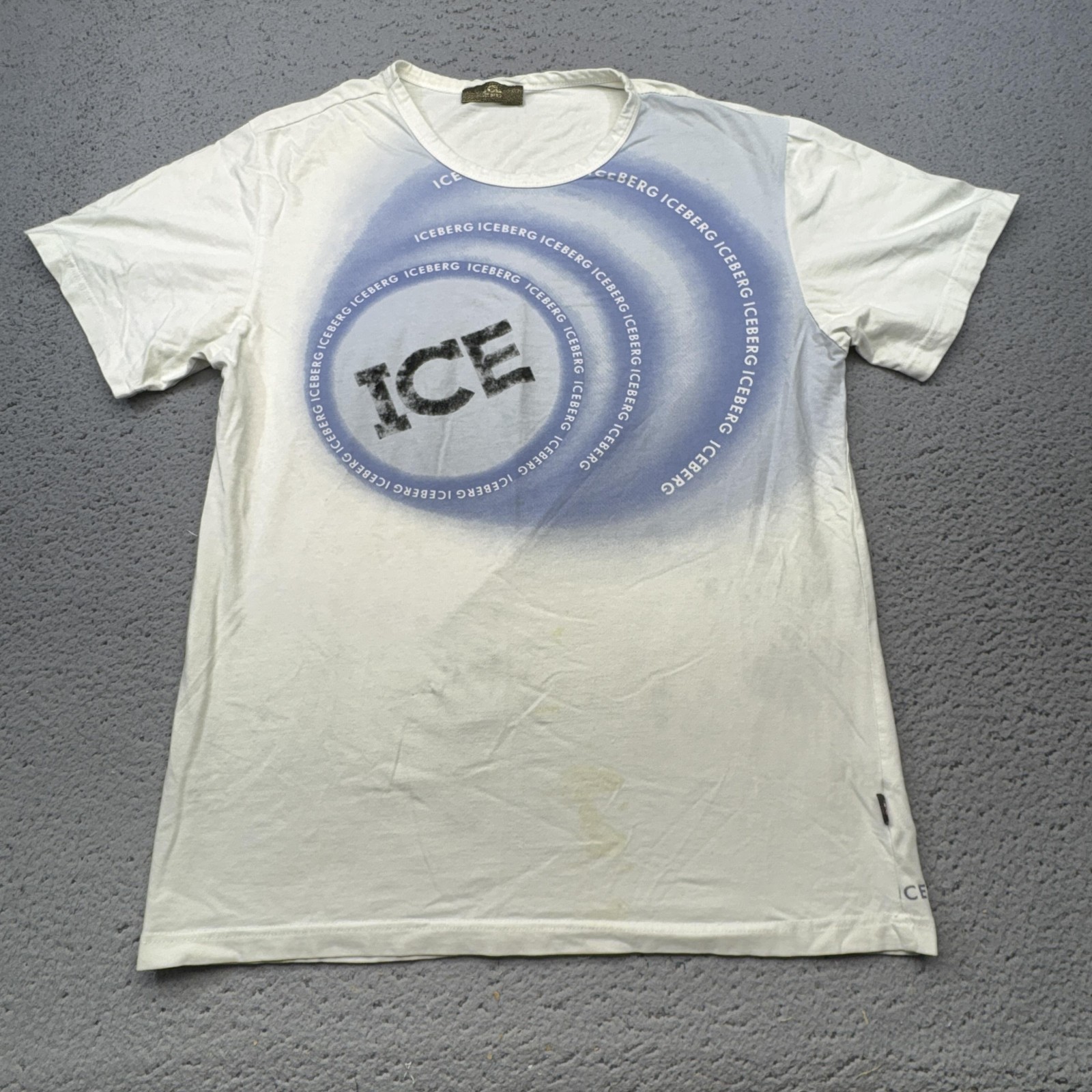 Iceberg Shirt Mens 2XL White Graphic Short Sleeve Crewneck Made In Italy