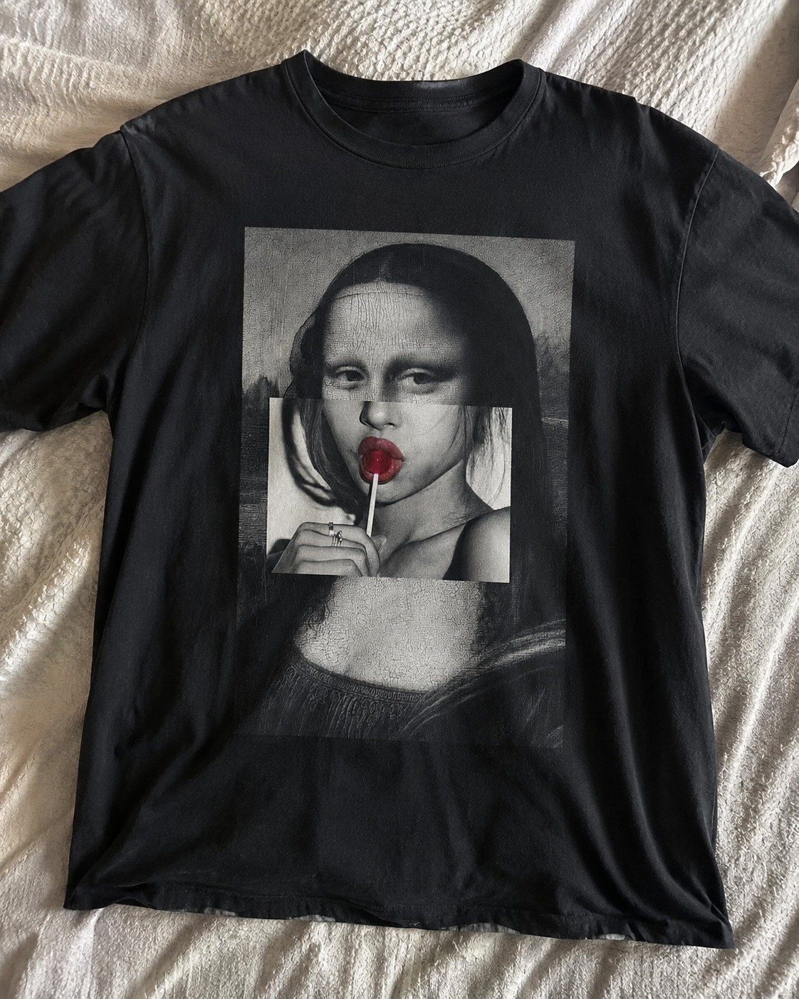 Mona Lisa Pop Art Graphic Tee, Modern Aesthetic Portrait Lollipop Art Shirt gallery