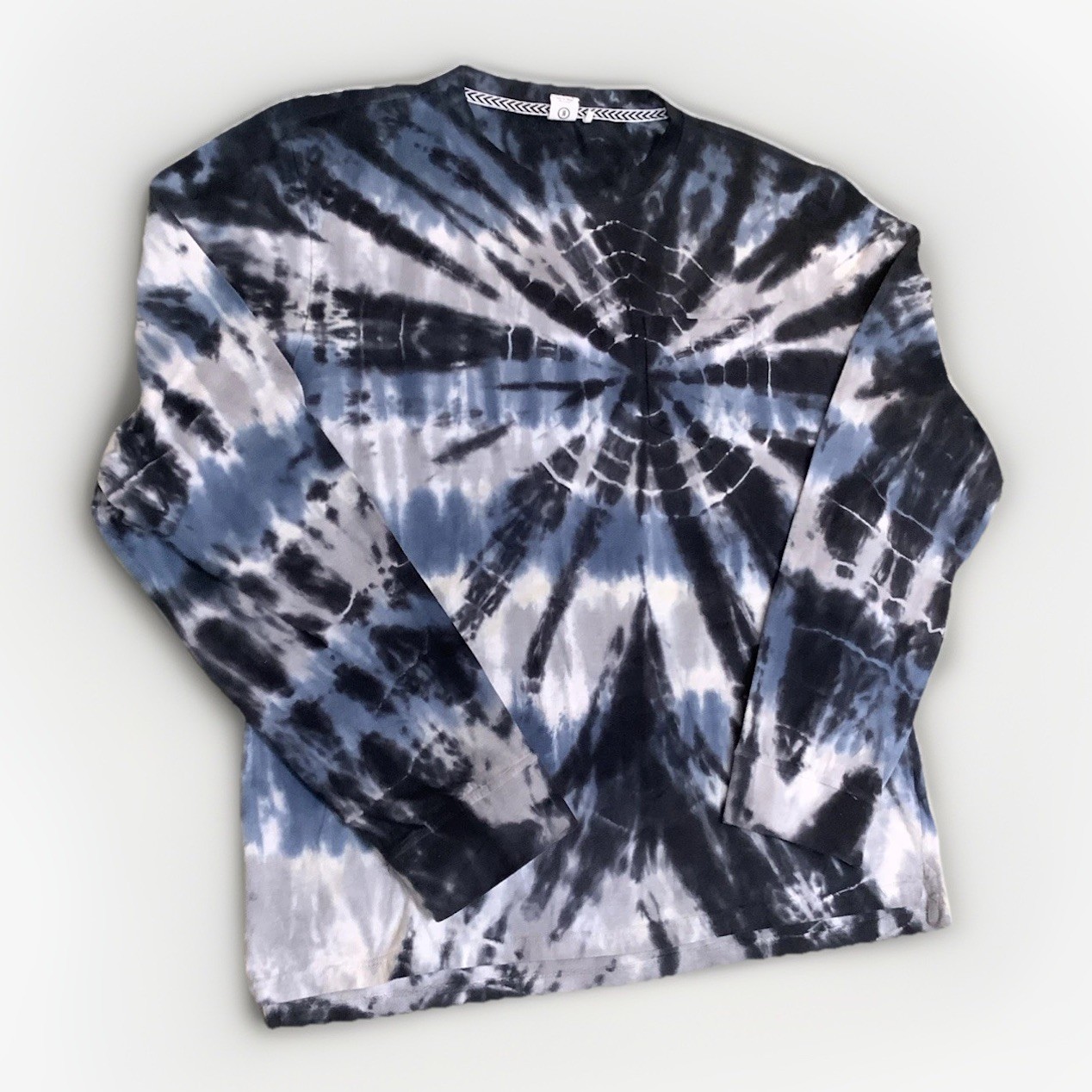 Reverse Threads Mens Tie Dye Blue White Long Sleeve Cadual Pull On Shirt L gallery