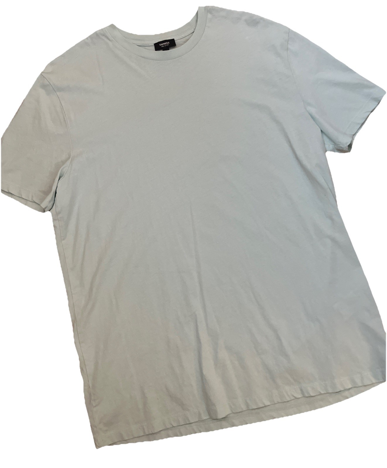 EXPRESS Mens Tee Shirt Crewneck Pima Cotton Classic Basic Light Green Large gallery