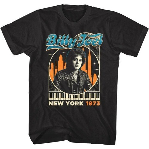 Billy Joel New York City 1973 Men’s T Shirt Black Short Sleeve Unisex All Size